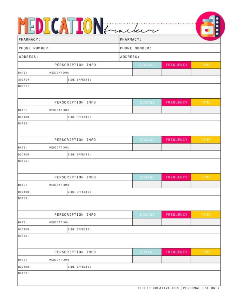 Medication Tracker Planner Printable Medication Tracker Medication 