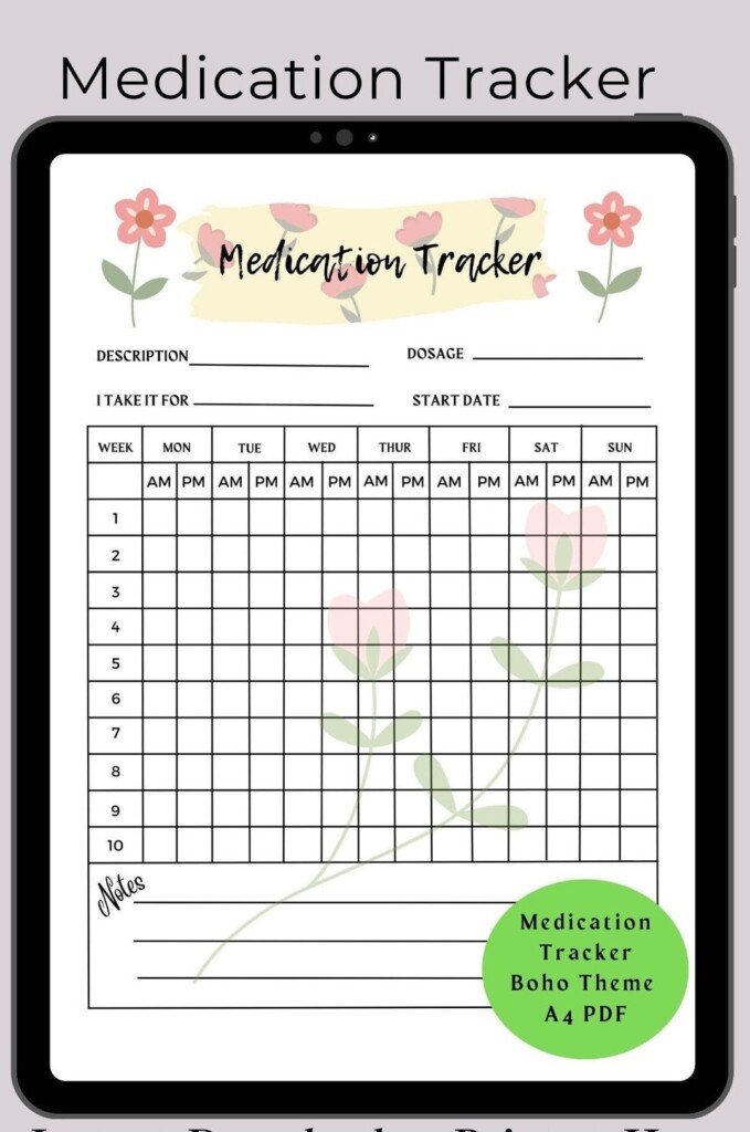 Medication Tracker Printable Daily Medication Sheet Medicine Tracker 