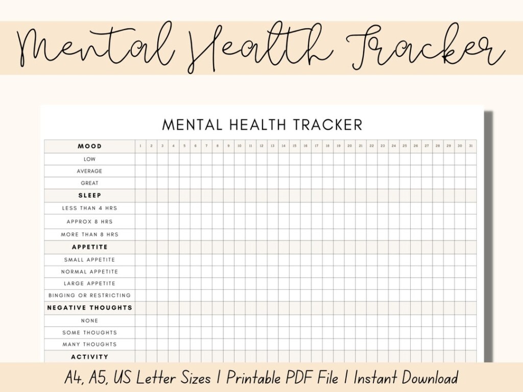 Mental Health Tracker Printable Journal Therapy Journal Etsy Canada