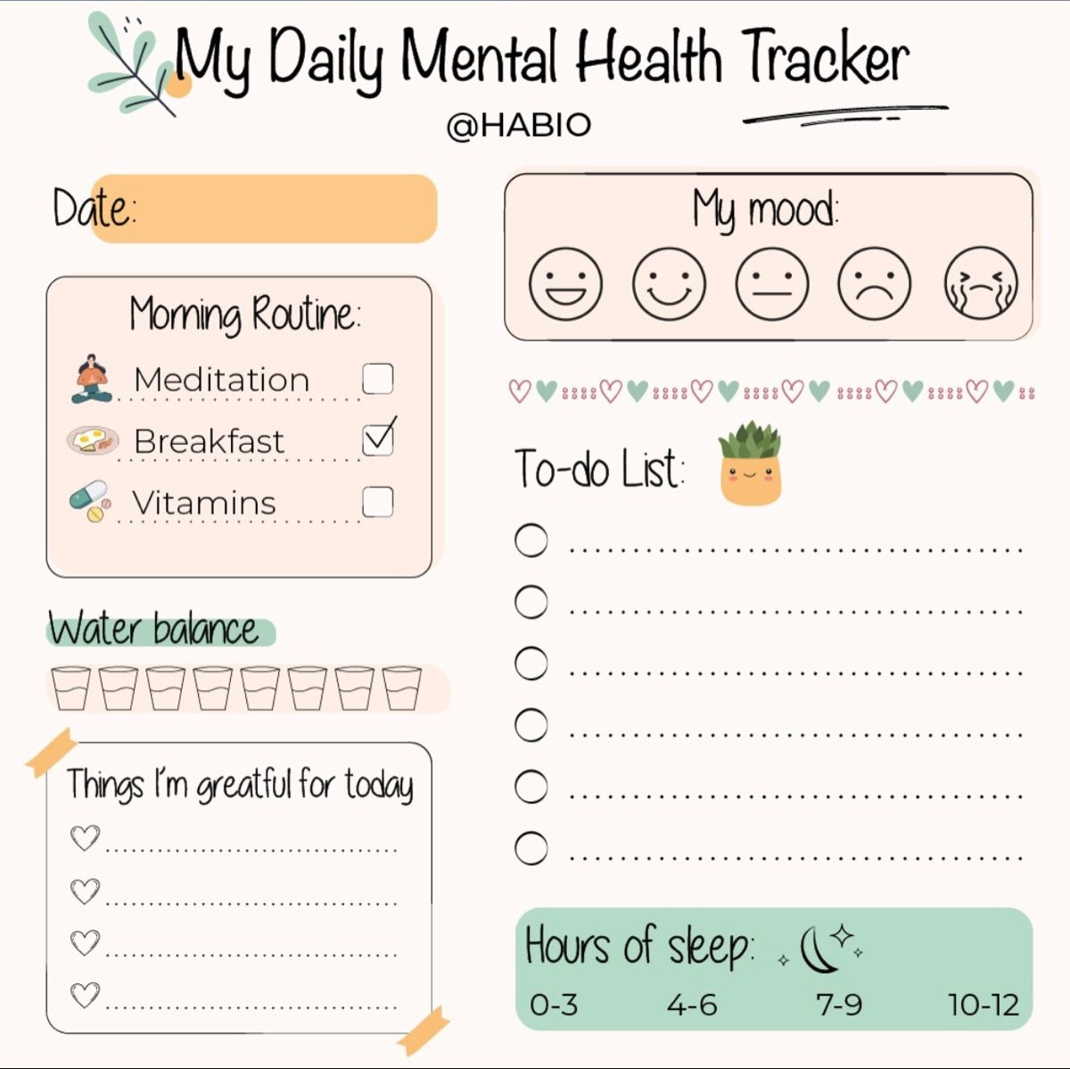 Mental Health Tracker Study Planner Study Planner Printable Daily