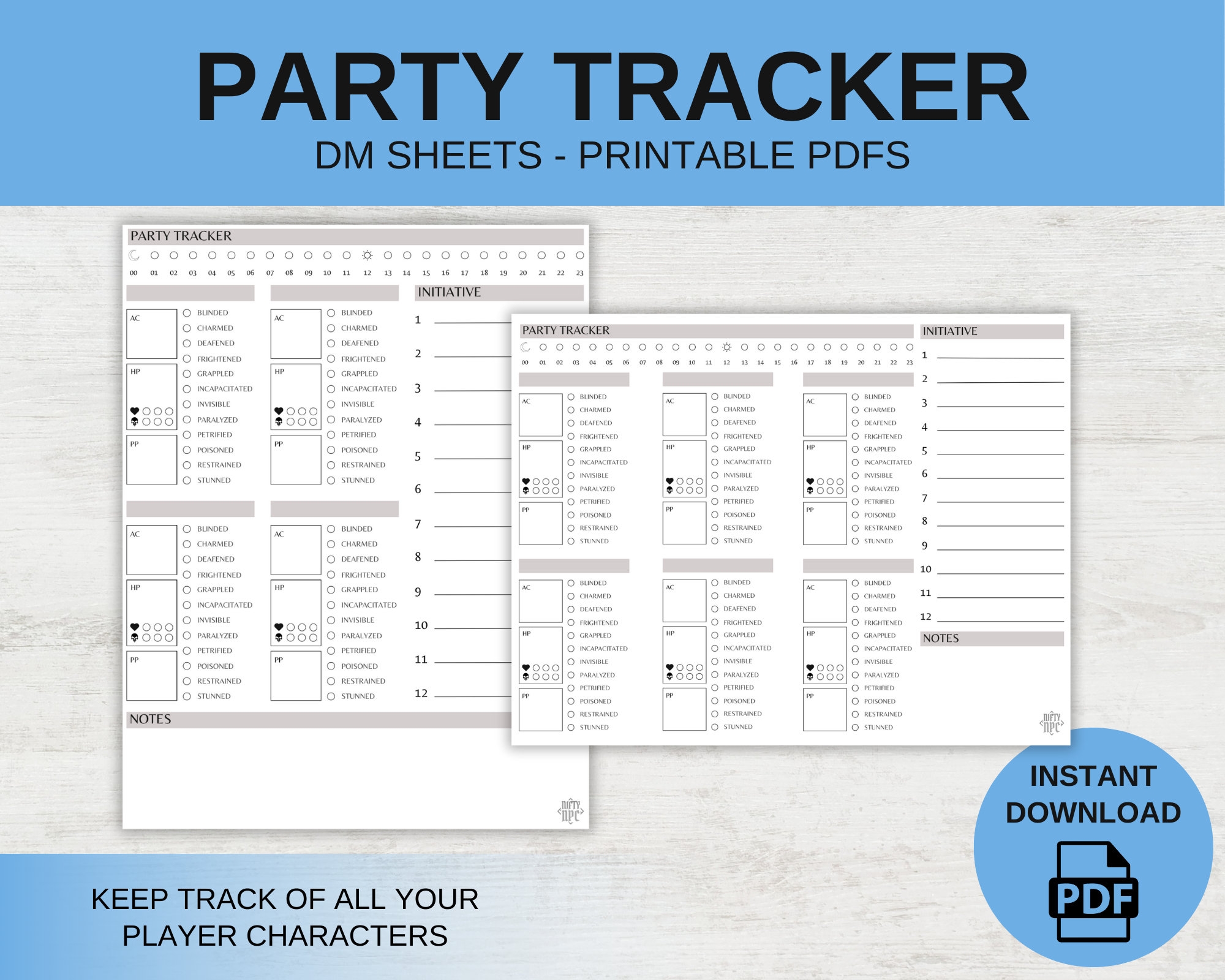 Minimalist Party Tracker DM Sheets Dnd 5E Printable PDF Etsy