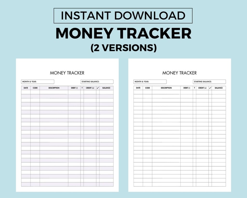 Money Tracker Printable Expense Income Tracker Checkbook Etsy