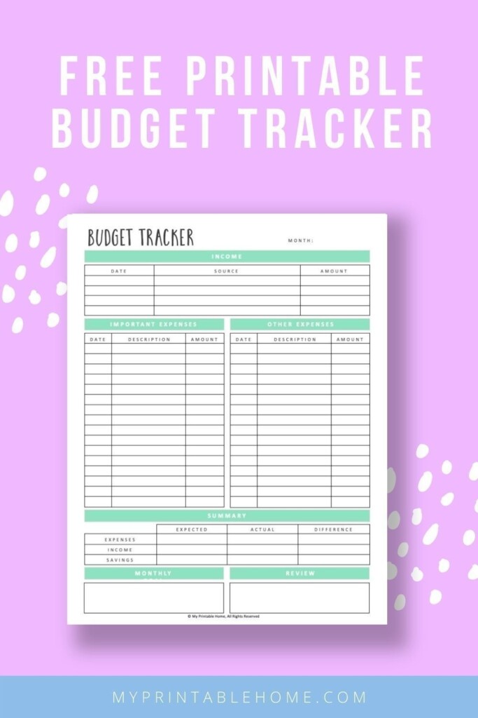 Monthly Budget Tracker My Printable Home Budget Tracker Monthly 