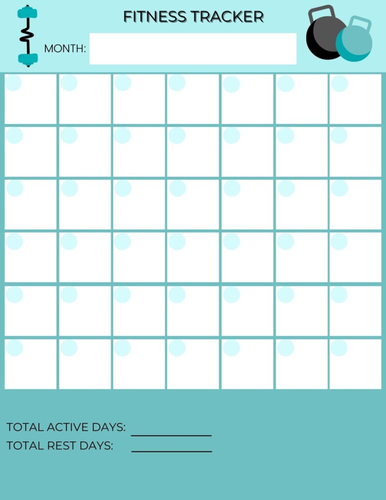 Monthly Fitness Tracker Printable