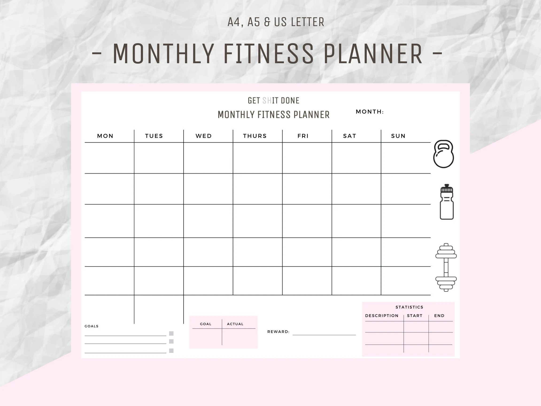 Monthly Fitness Tracker Printable Printable Template Calendar