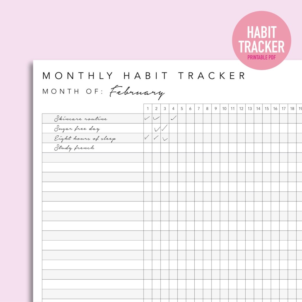 Monthly Habit Tracker Printable