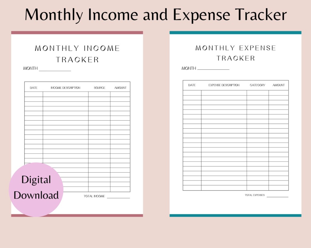 Monthly Income And Expense Tracker Printable Small Business Etsy UK