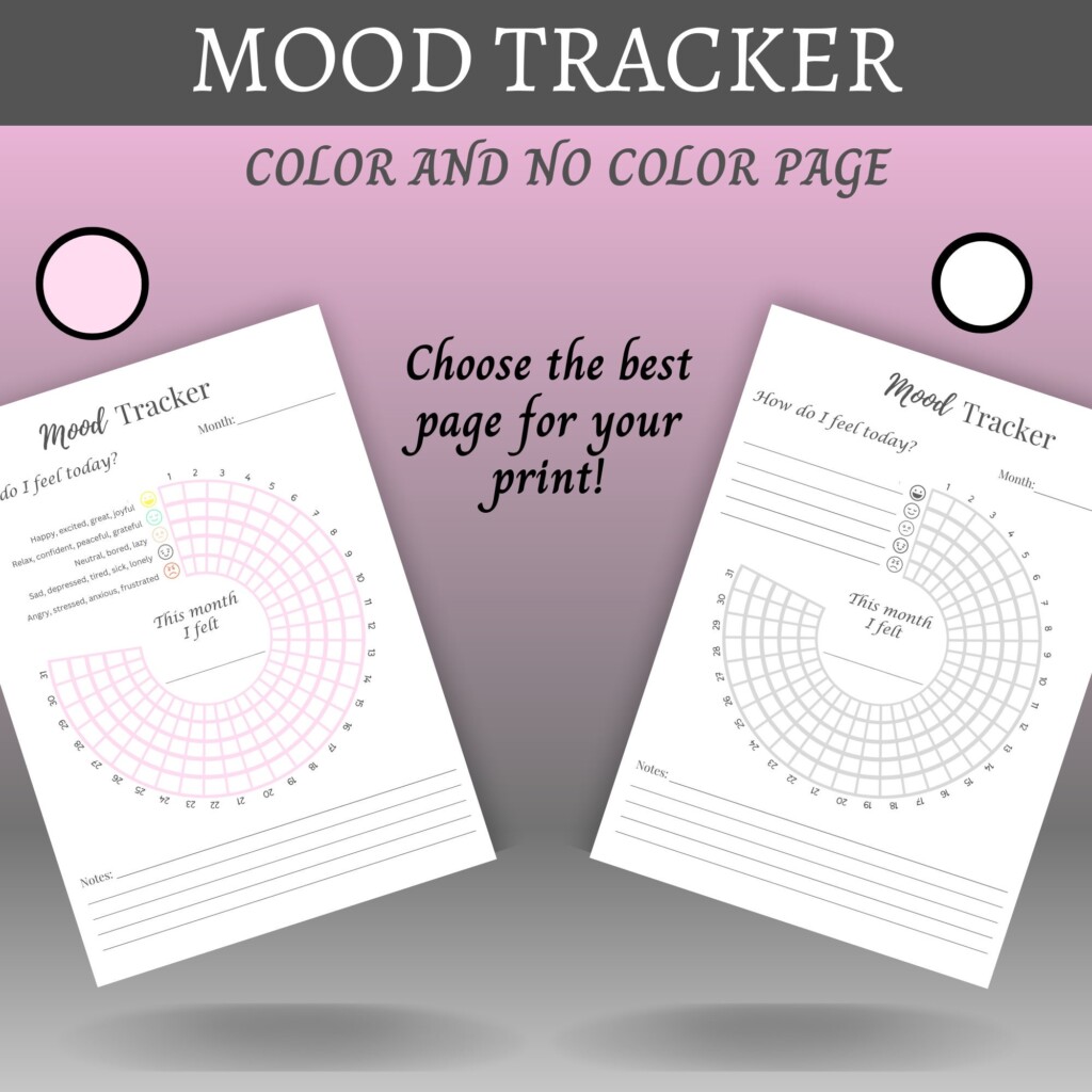 Monthly Mood Tracker Printable Circular Mood Tracker Self Etsy Canada