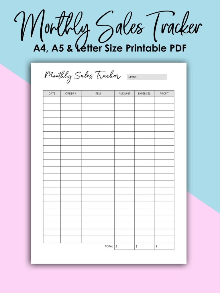 Monthly Sales Tracker Printable Small Business Planner Etsy