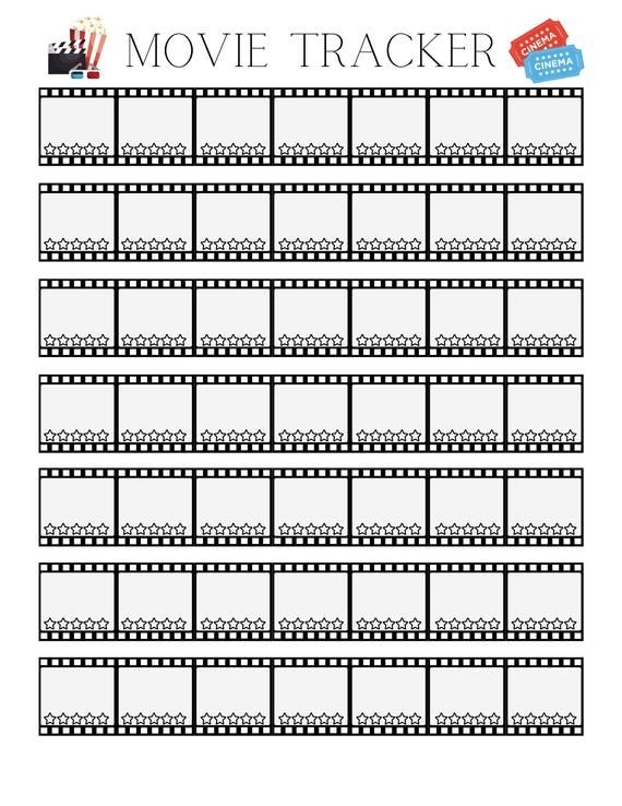 Movie Tracker Digital Printable Etsy Bullet Journal Print Bullet 