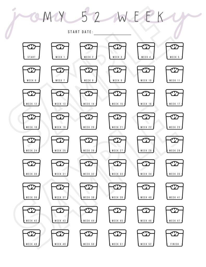 My 52 Week Journey PRINTABLE Weight Tracker Weight Loss Etsy