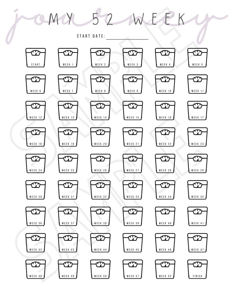 My 52 Week Journey PRINTABLE Weight Tracker Weight Loss Etsy