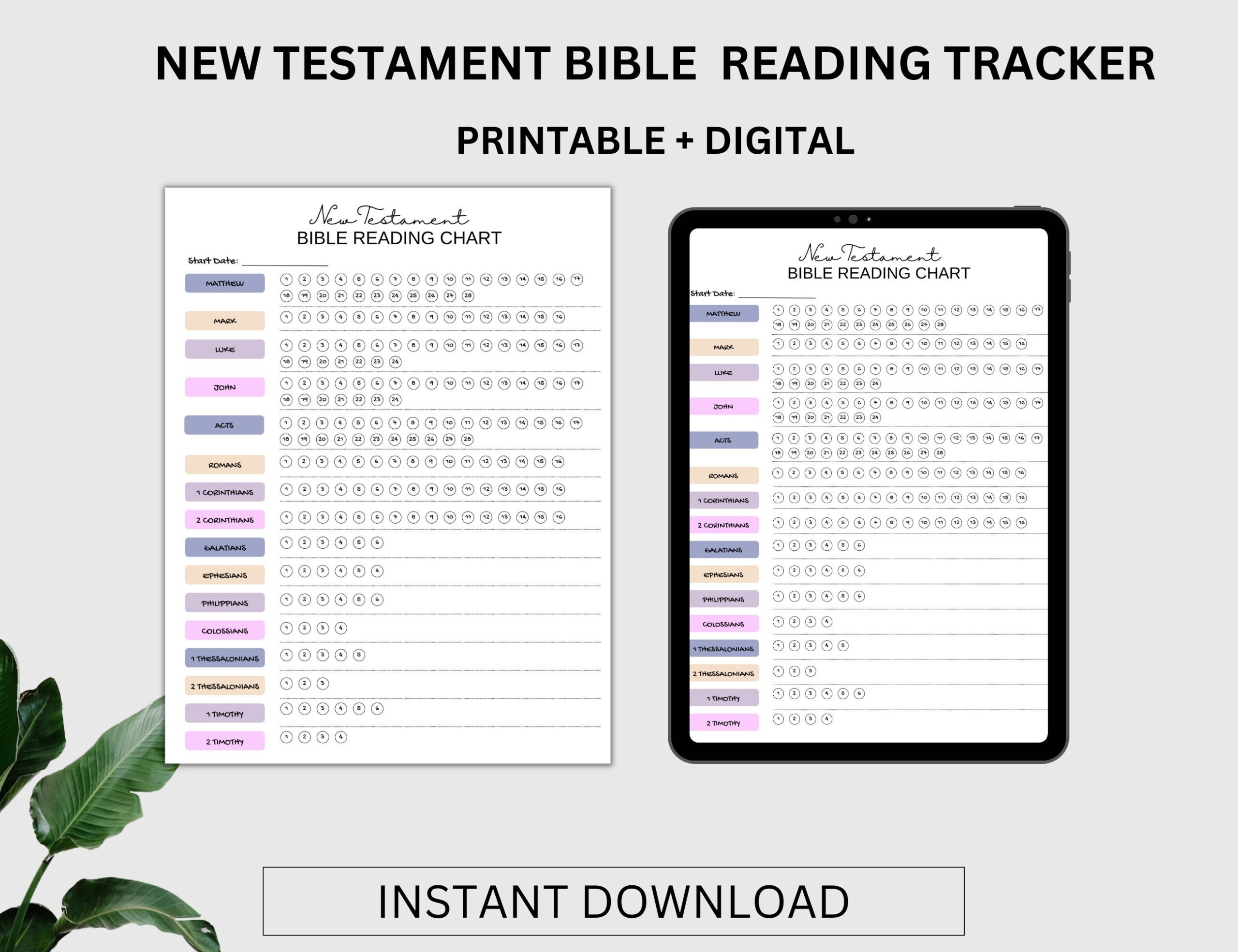 New Testament Reading Chart Bible Reading Tracker Printable New