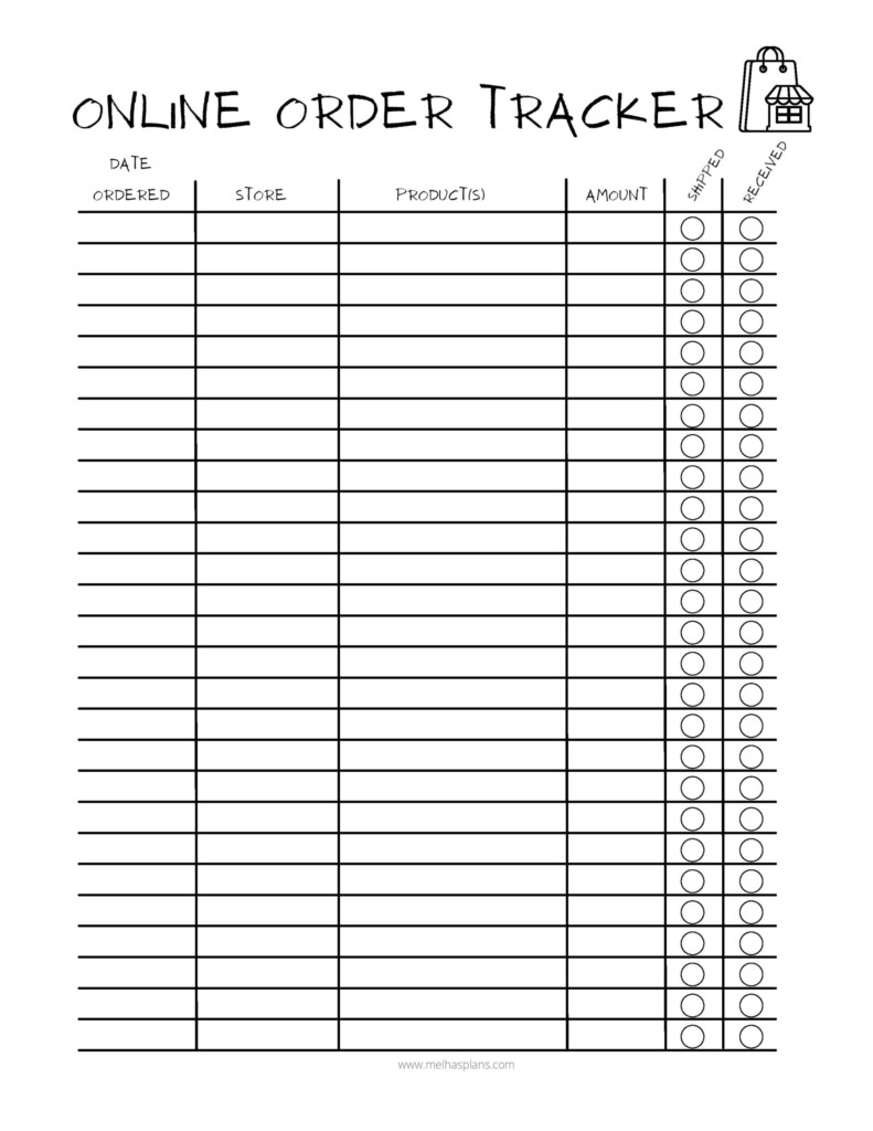 Online Order Tracker Printable MelHasPlans