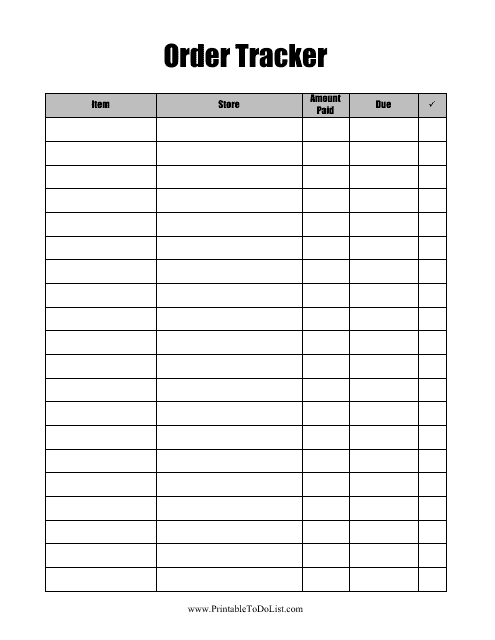 Order Tracker Checklist Template Download Printable PDF Templateroller