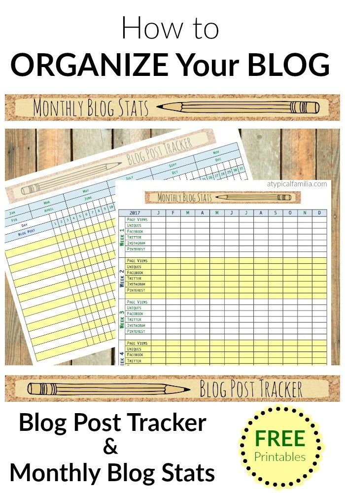 Organize your blog blog post tracker and monthly blog stats printable 