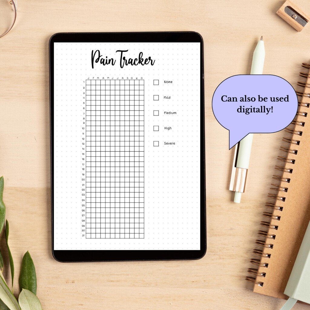 Pain Tracker Bullet Journal Printable Pain Log Health Tracker Welness 