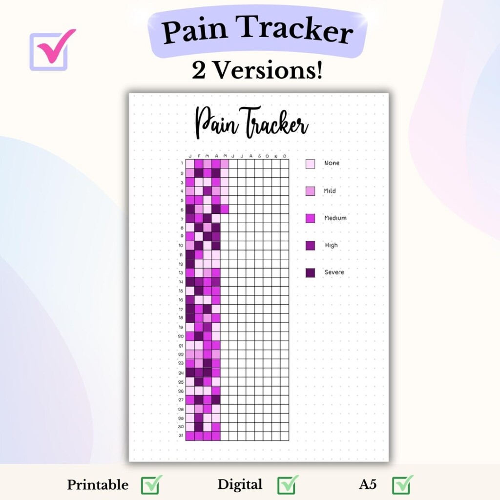 Pain Tracker Bullet Journal Printable Pain Log Health Tracker Welness 