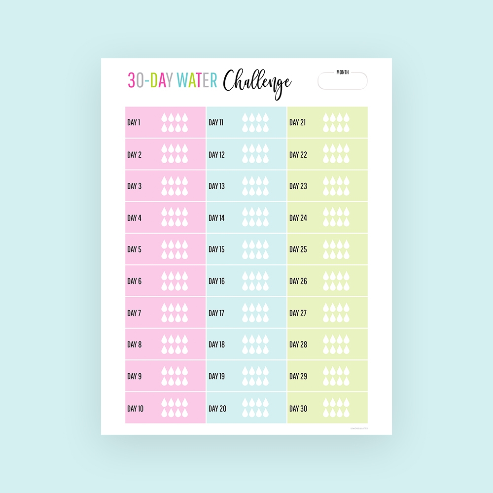 Paper Paper Party Supplies Water Challenge Water Tracker Printable 