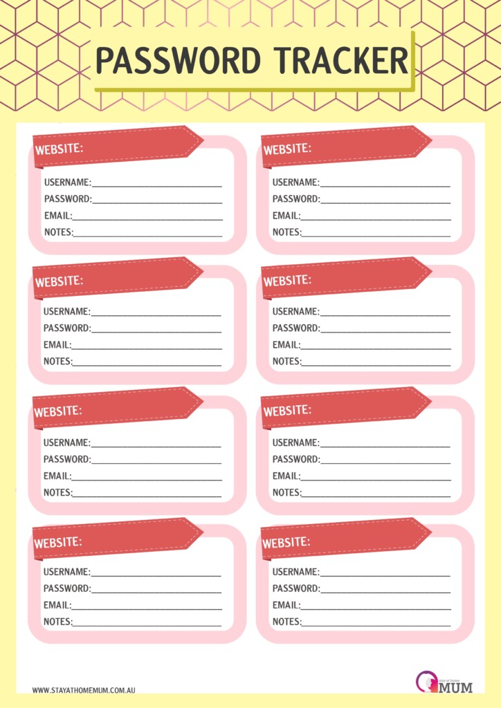 Password Tracker Printable