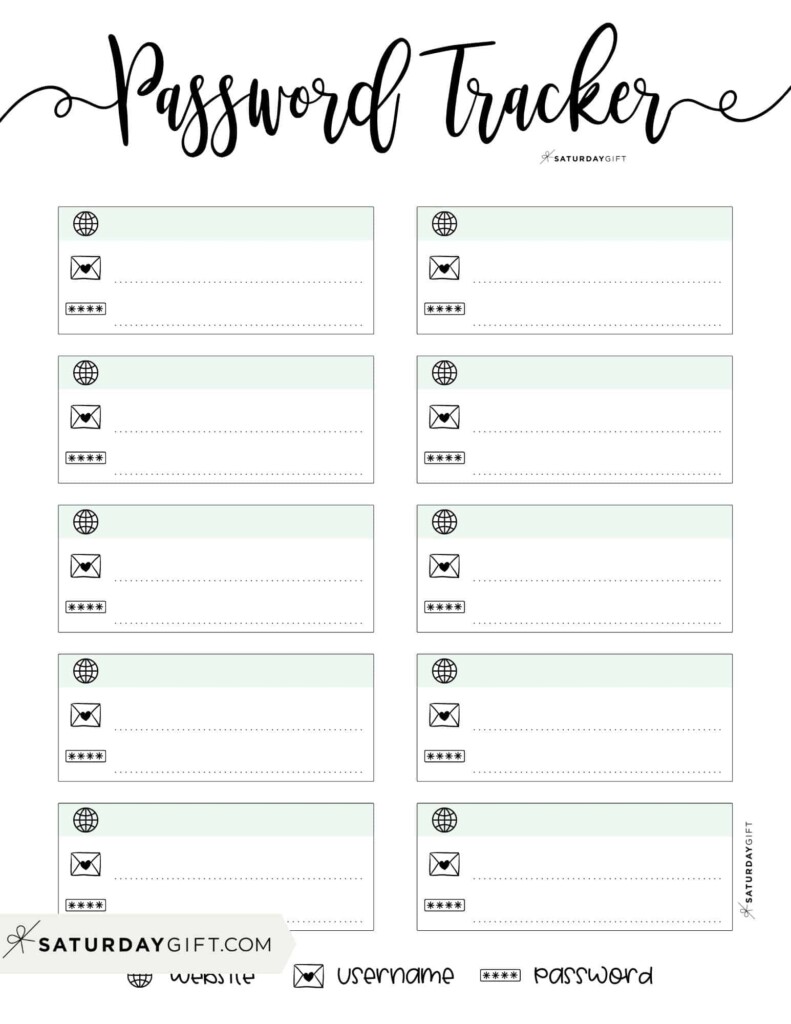 Password Tracker Printable 15 Cute Free Password Keepers