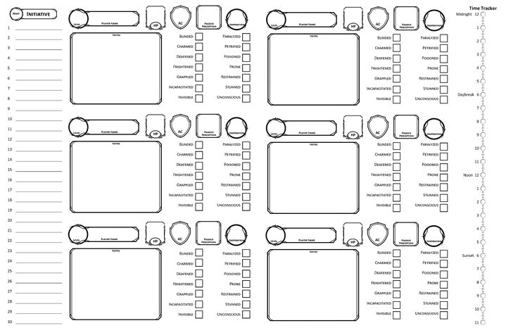 PDF DM Screen For DnD 5e 5th Edition With Fillable Party Tracker 