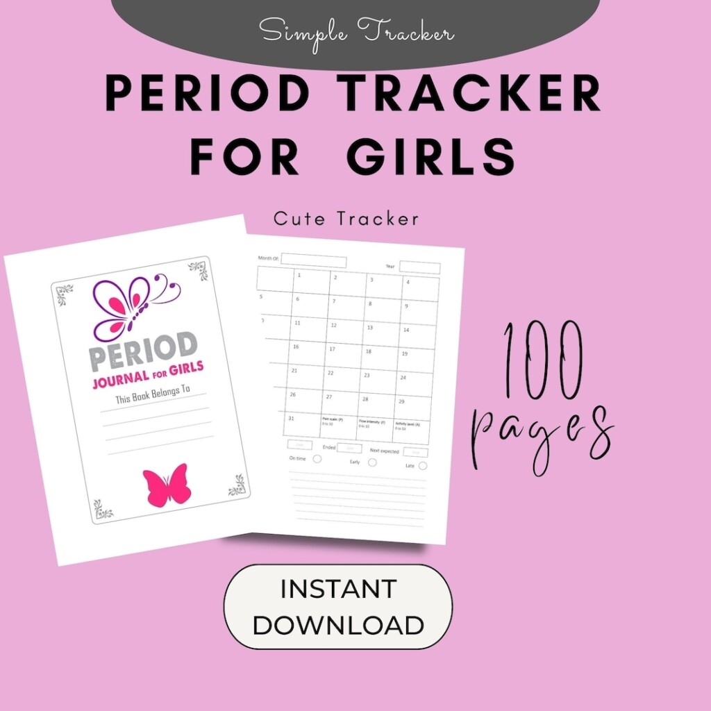 Period Tracker For Girls Printable Monthly Period Tracker Etsy