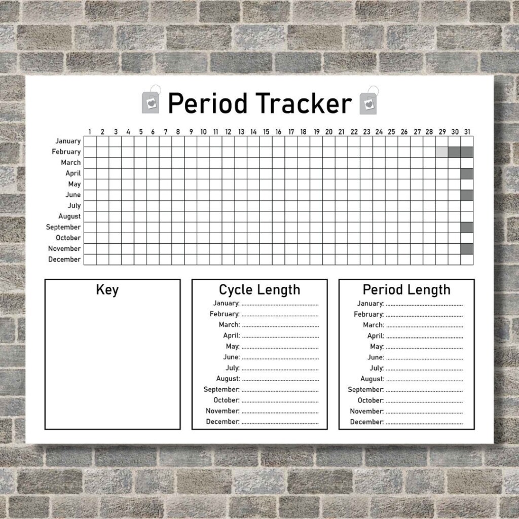 Period Tracker PDF Template Printable Cycle Tracker Track Your 