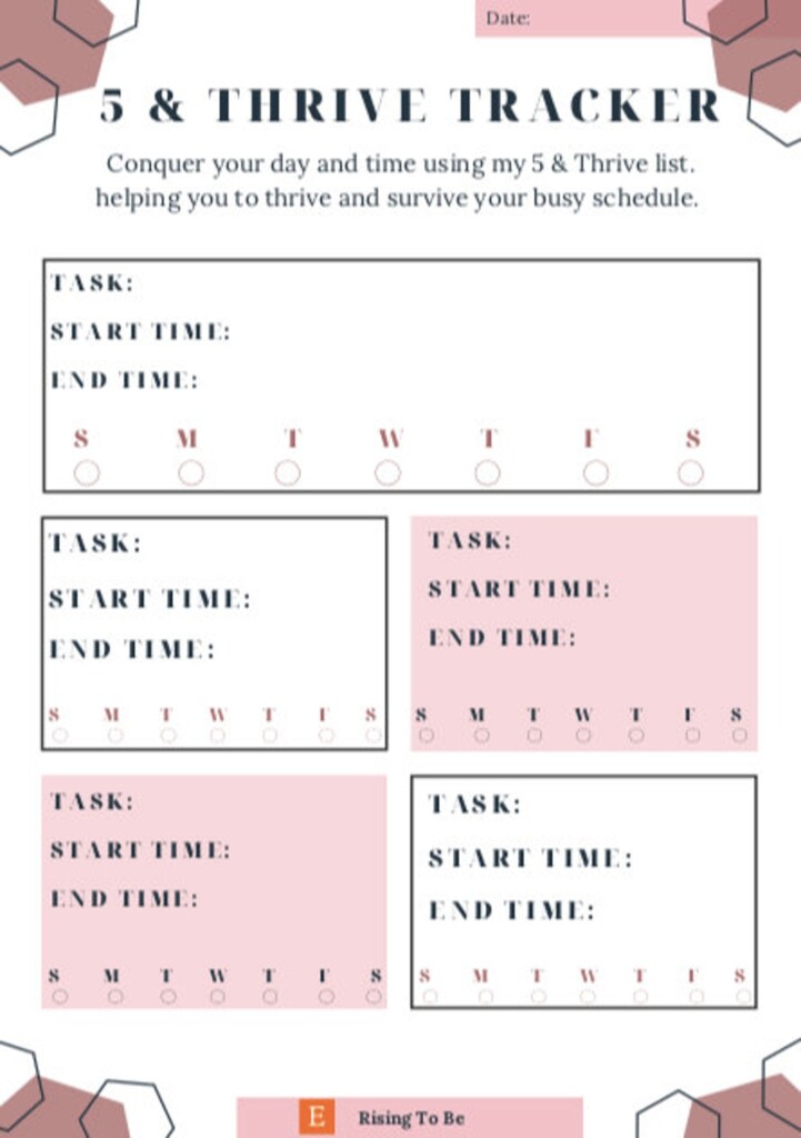Personalized To Do List Weekly 5 Thrive Tracker Goal Tracker 