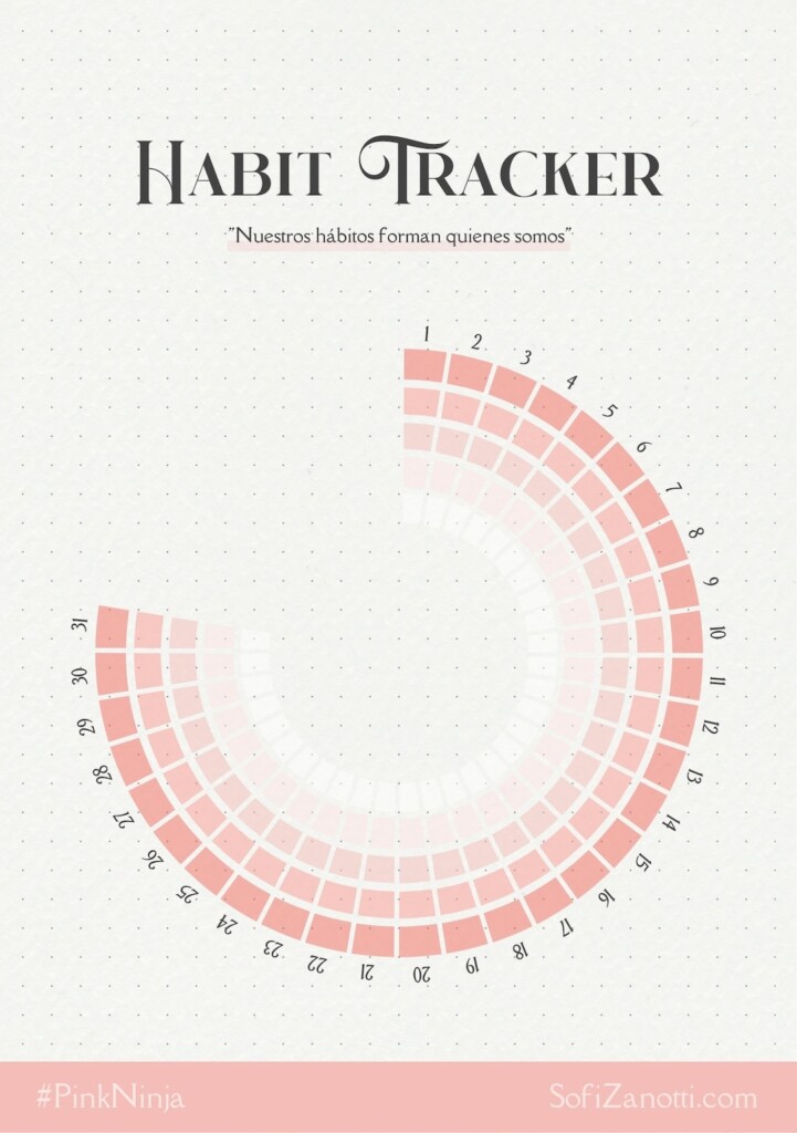 Pink Habit Tracker Printable English Spanish Etsy