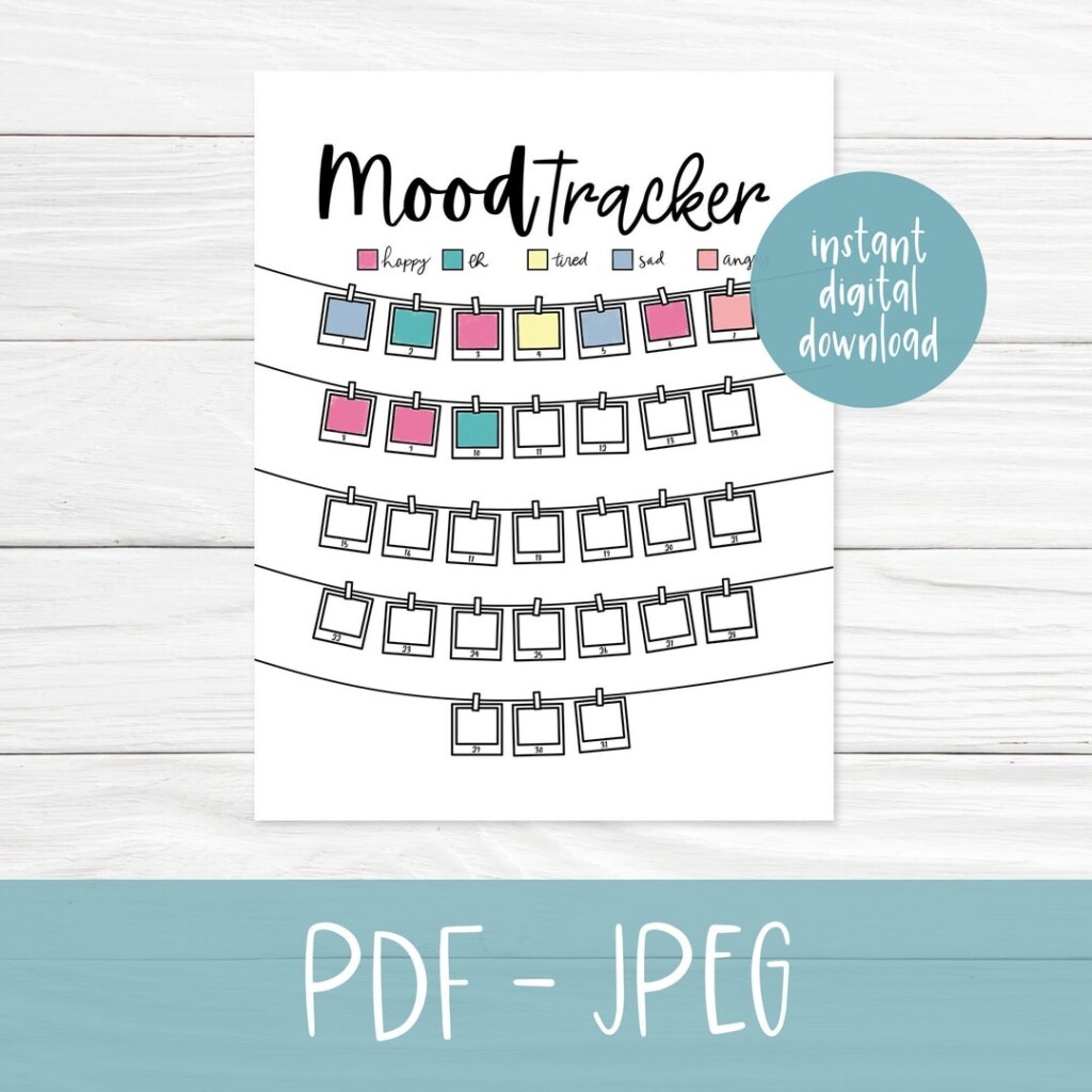 Polaroid Mood Tracker Printable Bullet Journal Template Habit 