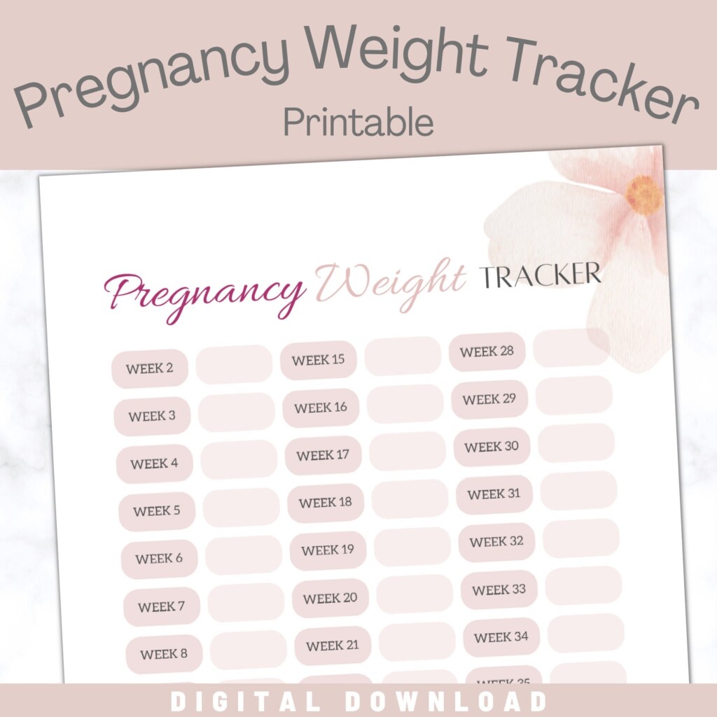 Pregnancy Weight Tracker Printable Healthy Baby Weight Gain Etsy