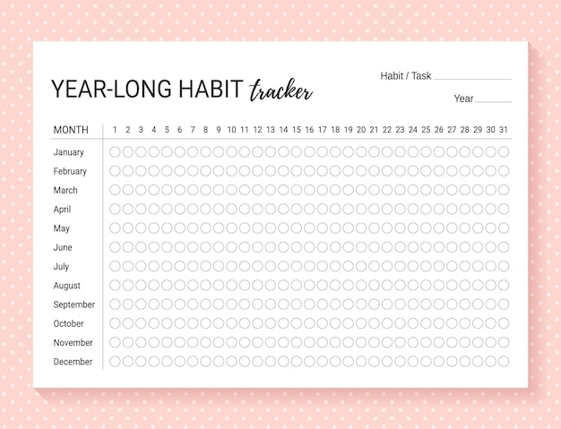 Premium Vector Habit Tracker Template Habit Diary For Year Vector 