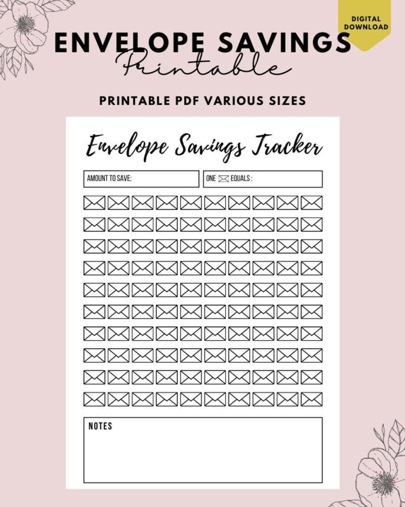 Printable 100 Envelope Savings Challenge Tracker Printable 50 Etsy