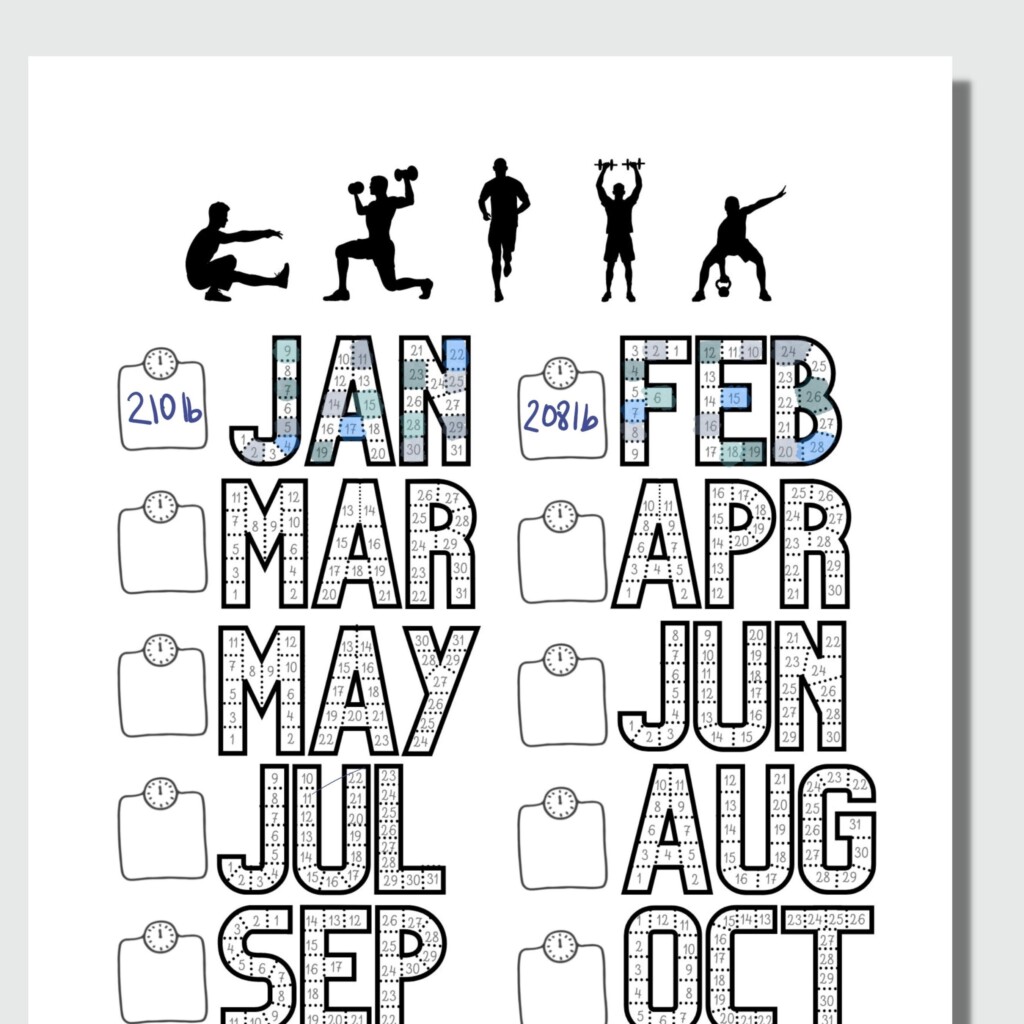 Printable 2024 Workout Tracker Daily Exercise Track Monthly Weight Loss 