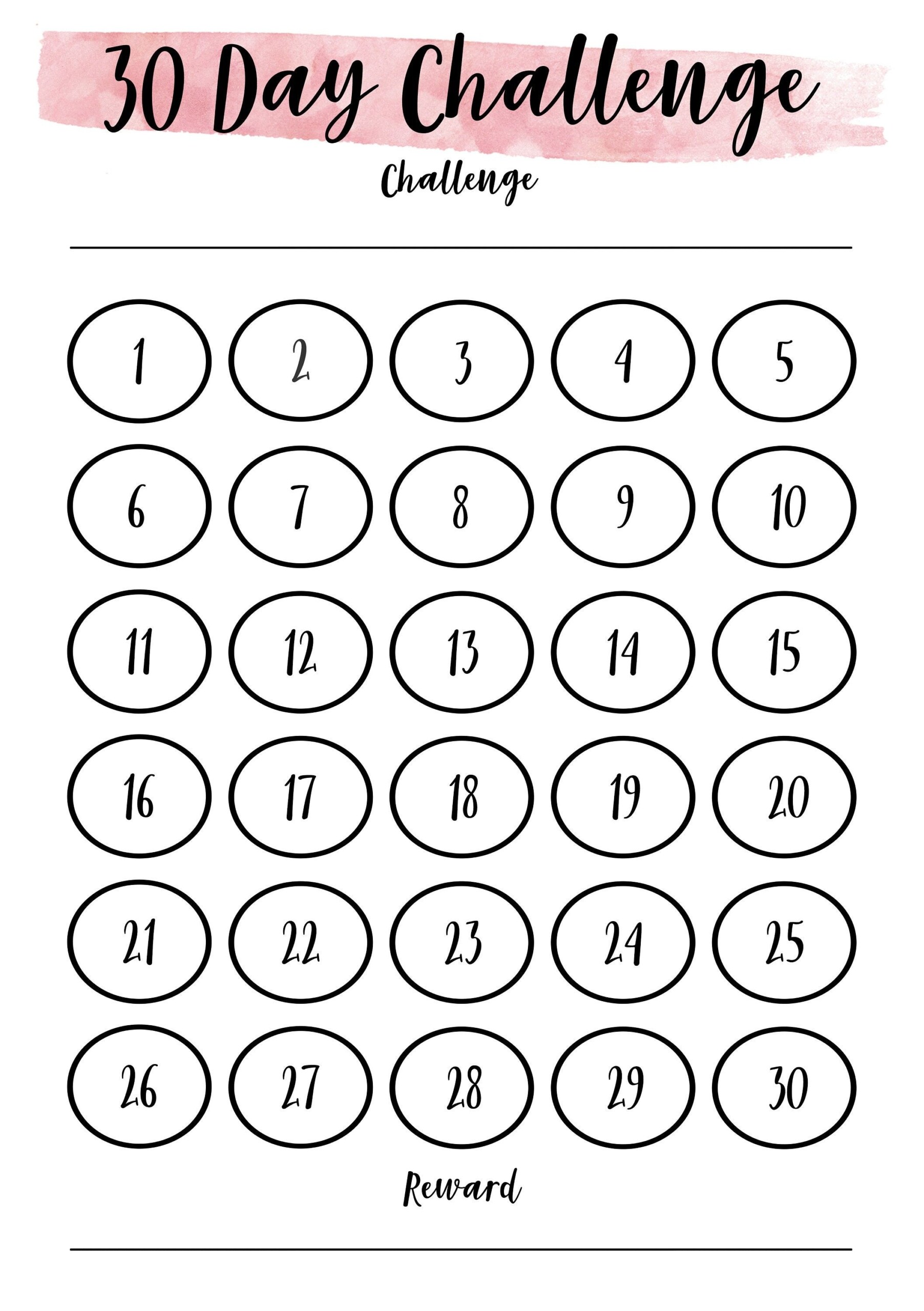 Printable 30 Day Fitness Challenge Chart Digital 30 Day Habit Tracker