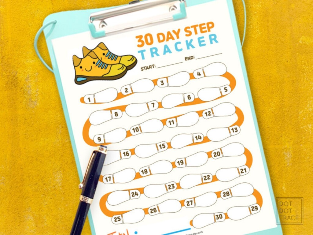 Printable 30 Day Step Tracker 30 Day Step Count Challenge 10000 Steps 
