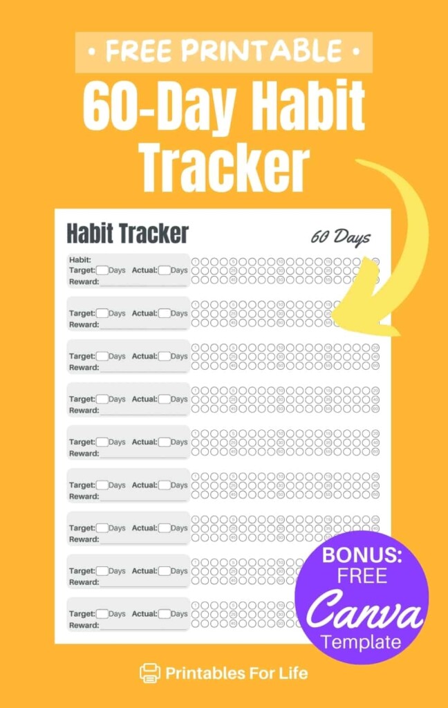 Printable 60 Day Habit Tracker FREE Download