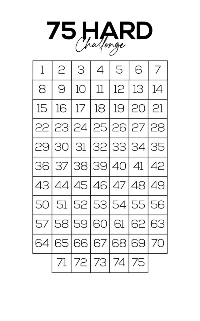 Printable 75 Hard Challenge Tracker Printable Word Searches