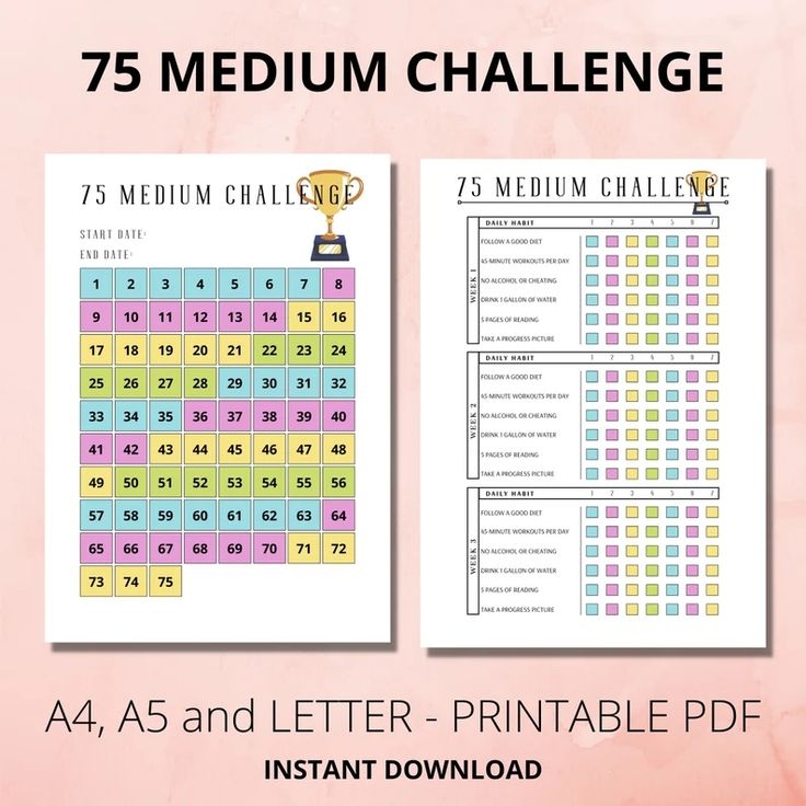 Printable 75 Medium Challenge Tracker Free Printable Templates