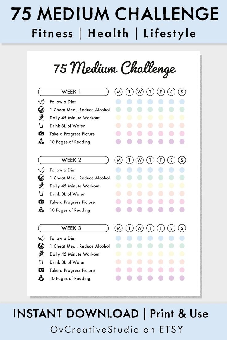 Printable 75 Medium Challenge Tracker Free Printable Templates