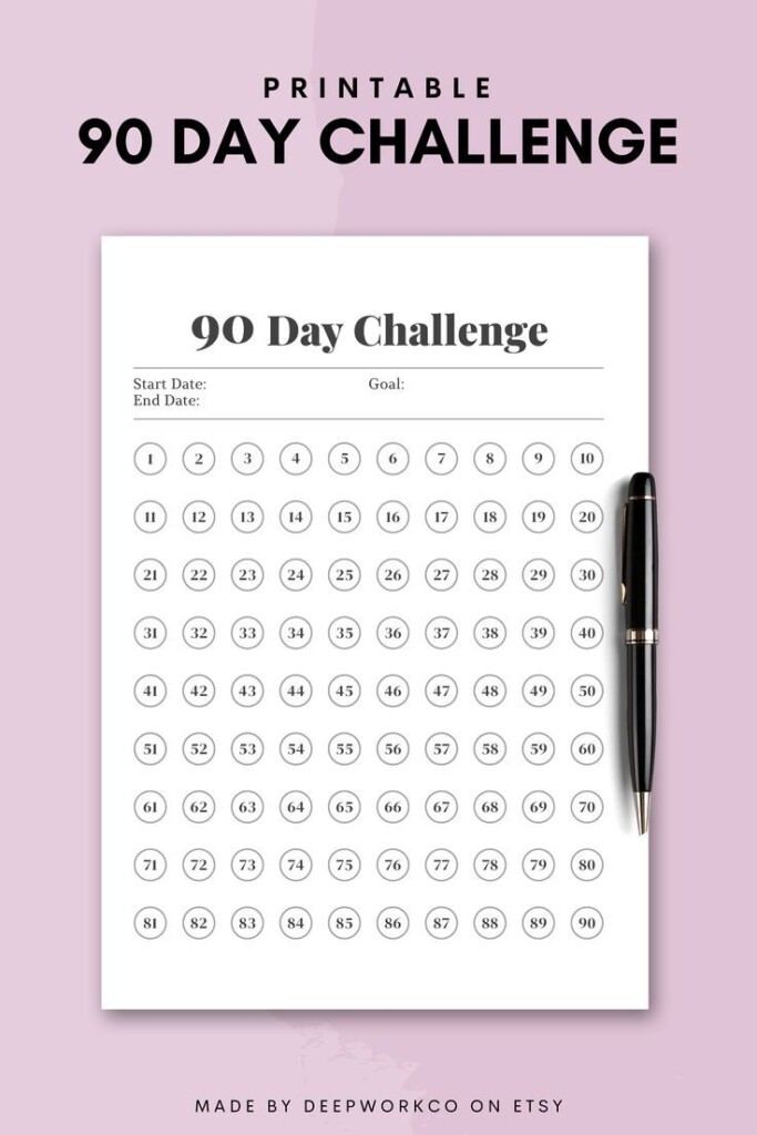 Printable 90 Day Habit Tracker 90 Days Challenge Minimal Habit 
