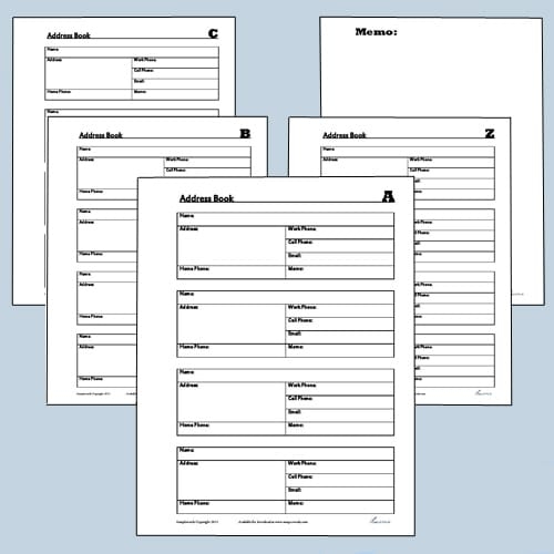Printable Address Book Organizer PDF