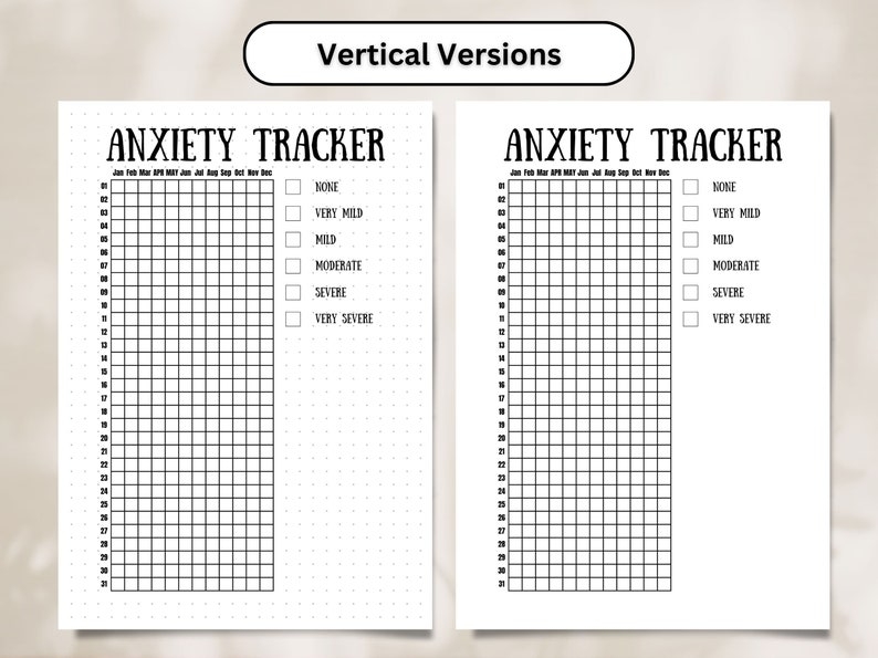 Printable Anxiety Tracker Yearly Stress Journal Pixel Grid Design 