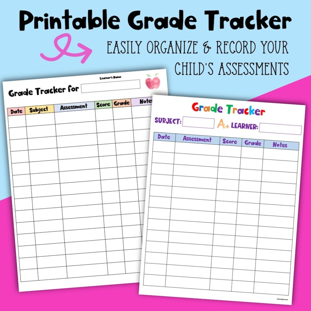 Printable Assessment Tracker Student Grade Sheets Homeschool Grade 