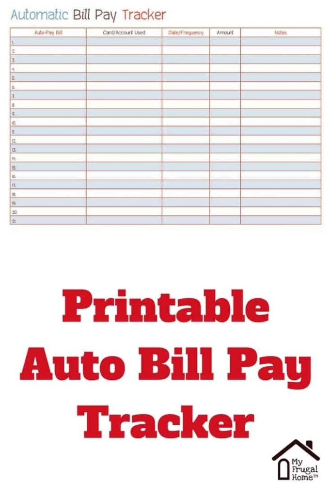 Printable Auto Bill Pay Tracker Paying Bills Budget Planner Free 