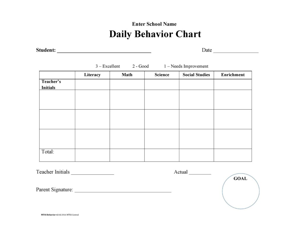 Printable Behavior Charts For Kids Pdf