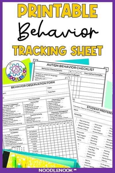 Printable Behavior Tracking Sheet Data Charts For Teachers 