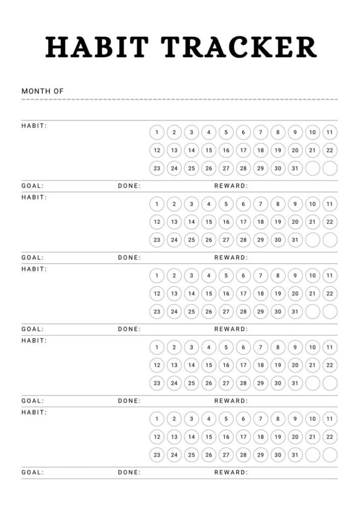 Printable Best Habit Tracker Template Free Download And Print For You 
