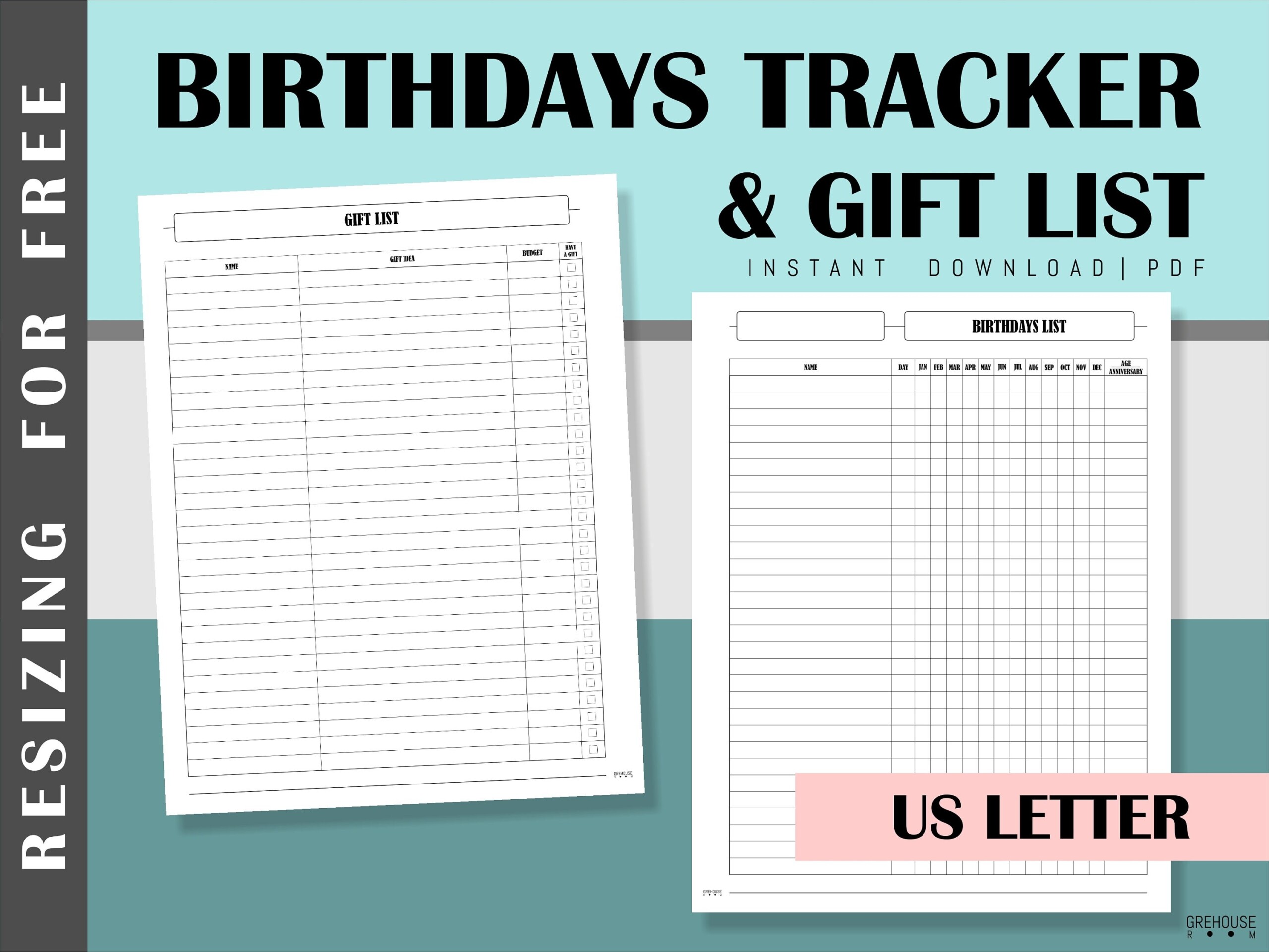 Printable Birthday Tracker Gift List Birthdays List Etsy